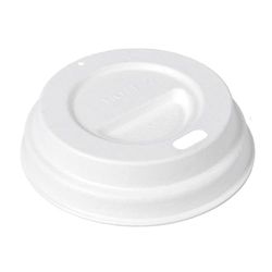 50 unités - Couvercles pour verres à café 120 ml 'Bionic' Ø 6,2 cm blanc Bagasse