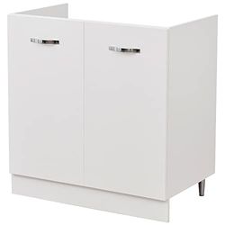 Shally Dogan Onderkast voor keuken, 2 deuren, onderkast, 80 stuks voor gootsteen (80 x 50 x 85 cm, wit)