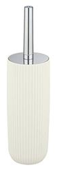 WENKO Kit d'accessoires pour WC Agropoli blanc crème, support fermé pour le rangement de la brosse en plastique haute qualité et à la surface structurée, sans BPA, brosse WC hygiénique, Ø 10 x 36,5 cm