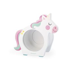 Janod Eenhoorn-spaarpot voor kinderen, transparant en magnetische opening aan de achterkant, ideaal cadeau of decoratie voor slaapkamer, hout, FSC-vanaf 3 jaar, J04655, J04655, meerkleurig