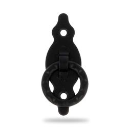 Amig - Puxador vertical - modelo 1001 - fabricado em aço - hardware rústico - medidas: 28 x 80 x 1,5 mm - com anel e placa pontilhada - ideal para móveis - Acabamento: Preto