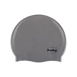 Fashy Uniseks badmuts voor volwassenen, siliconen sportkap, zilver, één maat