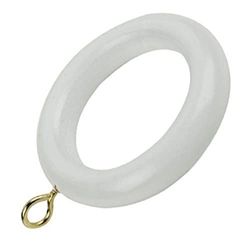 Merriway BH05962 (10 Pcs) Wooden Curtain Drapery Pole Rod Rings with Screw Eye, Inner Diameter 45 mm (1.88 Inch) Outer Diameter 70 mm (2.3/4 Inch), White - Pack of 10 Pieces