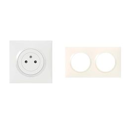 LEGRAND - Prise Electrique Murale 16A avec Terre dooxie Surface + Plaque Carrée - Prise 2P + T & Plaque dooxie Carrée - Plaque de Finition pour Prises et Interrupteurs dooxie