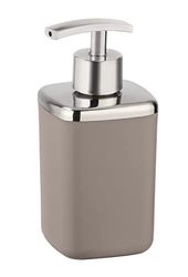 WENKO Dosificador de jabón Barcelona taupe - Dispensador de jabón líquido, absolutamente irrompible Capacidad: 0.37 l, Plástico (TPE), 7 x 16 x 7 cm, Taupe