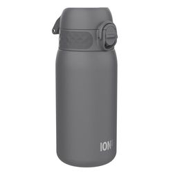 ION8 Botella Termica de Agua Acero Inoxidable para Niños, 320ml / 11oz, a Prueba de Fugas, Fácil de Abrir, Cerradura Segura, Aptas para Lavavajillas, Asa de Transporte, Fácil de Limpiar, Gris