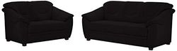 CAVADORE Savana - Set di divano a 2 posti e divano a 3 posti con molle insacchettate in pelle, 2 pezzi: 148 x 90 x 90 cm, 3 sedie: 198 x 90 x 90 cm, colore: Nero