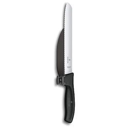 Victorinox, Swiss Classic, Profi DUX-Messer, Extra Scharfe Klinge, Wellenschliff, 21 cm, Robuster Kunststoffgriff, Rostfreier Stahl, schwarz