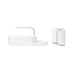 Brabantia - Organizador fregadero SinkStyle, Juego de 3 con organizador, dispensador y exprimidor de jabón - Diseño compacto, bandeja recogegotas con flujo aire, antideslizante - Mineral Fresh White
