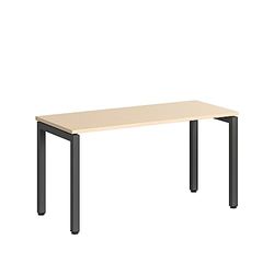 Steelcase Ottima Portico Scrivania Home Office ad altezza fissa con piano in melaminico rovere chiaro e struttura in acciaio inox merle, facile montaggio