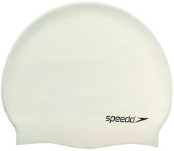 Speedo Unissexo Flat silicone Swim Cap | Hair Protect, branco, One Size