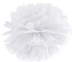 PartyDeco PP35-008 35 cm Ø, wit pompon 35 cm