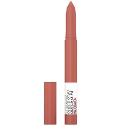Maybelline New York, Superstay Ink Crayon Pintalabios Mate Cremoso Larga Duración, Fácil aplicación, No reseca, Tono 100 Reach High 20 g