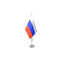 AZ FLAG - Drapeau De Table Russie Prestige - Drapeau Russe De Bureau En Satin Avec Hampe De 30cm Et Socle En Métal - 22x15 cm