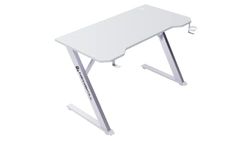 Newskill Belenor Mesa Gaming PC Ergonómica, Estructura de Metal Reforzada, hasta 200kg, Soporte para Auriculares y Bebidas, Superficie Texturizada en Carbono, Gestor de Cableado, 120x60x75 cm, Blanco