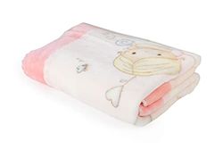 PIELSA Baby - 6377-14 | Babyfilt | Vinter | Månader | Tryck | Spjälsäng Filt | Storlek 80 x 110, Rosa