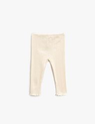 Koton Baby Girl Basic Ribbed Leggings Elastische tailleband, wit (000)