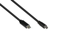 Good Connections USB 2.0 aansluitkabel - stekker USB C naar stekker Mini B (5-pin) - folie en gevlochten afscherming, koperen geleider - 0,15 m / 15 cm - zwart