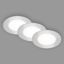 BRILONER - Set van 3 plafondinbouwspots LED, ultravlakke inbouwspots, inbouwspots, neutraal wit licht, mat chroom, 86x30 mm (DxH)