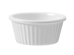 HENDI Ramekin, geribbeld, voor saus, desserts, bijgerechten, snacks, stootbestendig, stapelbaar, sausschaaltje, dipschaalje, serveerschaaltje, 35ml, ø60x(H)25mm, melamine, wit
