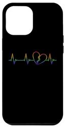 Coque pour iPhone 13 Pro Max Broken Heart Heartbreak Drapeau arc-en-ciel EKG LGBT