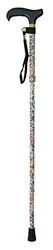 Aidapt Floral Design Fold Down Adjustable Height Lightweight Walking Stick with Anti Slip Ferrule Foot to Aid Stability when Walking Supplied with a Hanging Carry Strap and Rubber Handle
