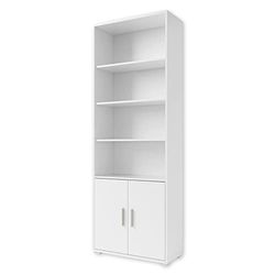 OFFICE LINE, Libreria per archivio, colore bianco, ampia libreria a 2 ante e 4 scomparti aperti, set completo di mobili da ufficio elegantei; 79 x 220 x 35 cm (L x A x P)