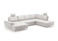 CAVADORE Castiel - Paisaje de salón con muelles (363 x 89-104 x 223 cm, Piel auténtica), Color Blanco