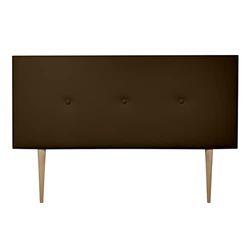 Duérmete Online Premium gevoerd hoofdeinde model Milaan, bekleding van hoogwaardig kunstleer, hout, chocolade, 160 x 60 cm met voeten (bed 150)