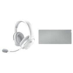 Razer Barracuda X - Casque Gaming sans Fil Multiplateforme Blanc Mercury & Pro Glide XXL - Tapis de Souris Souple la Productivité au Bureau Gris