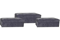Reposapiés Dkd Home Decor Gris Poliéster Madera MDF (3 Pcs)