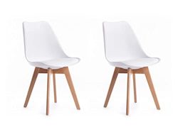 LOUNGITUDE - ANDREA - Chaises - Lot de 2 - Simili - Blanc