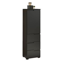 Stella Trading Alto Spice, Color Negro Mate, Armario de baño con Mucho Espacio de Almacenamiento, Madera, Kommode Hoch
