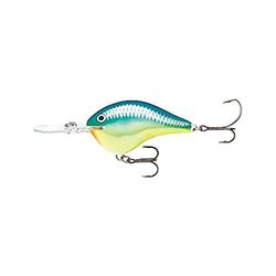 Rapala Dives-To Series Lure with Two No. 4 Hooks, 3 m Swimming Depth, 6 cm Size, Caribbean Shad