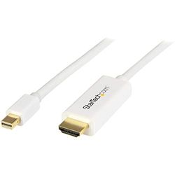 StarTech.com Cabo conversor Mini DisplayPort para HDMI de 2 m - com vídeo de 4K 30 Hz - cabo adaptador mDP a HDMI - para Mac ou PC - Cabo conversor MiniDP para HDMI - branco (MDP2HDMM2MW)