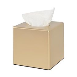 Y-in Hand Cubierta Cuadrada para Caja de pañuelos, Soporte de pañuelos faciales para baño, encimeras, aparadores, mesita de Noche, Salones y oficinas, Color Dorado