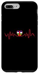 Coque pour iPhone 7 Plus/8 Plus République centrafricaine Heartbeat ECG Drapeau de l'Afrique centrale