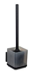 WENKO Vacuum-Loc Quadro Stainless Steel Holder and Toilet Brush-Black, Acrylonitrile Butadiene Styrene (ABS) Polystyrene, 9,5 x 37 x 12,5 cm