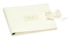 Rössler Papier 1877822005 - Two Hearts - Album photo/livre d'or (60 pages blanches, 30 feuilles, 22 x 18 cm) blanc avec application de cœurs et ruban