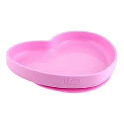 Chicco - Assiette coeur en silicone avec ventouse - rose - 9m+