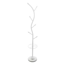 Versa Derby Minimalistische stijl kapstok, met 6 kleding- of tassenhaken of hangers voor in de gang, Afmetingen (H x B x H) 185 x 30 x 30 cm, Metaal, Kleur Wit