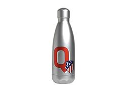 Atlético de Madrid - roestvrijstalen waterfles, hermetische sluiting, met rode letter Q-ontwerp, 550 ml, metallic kleur, officieel product (CyP Brands)