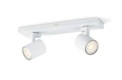 Philips myLiving Runner Foco duplo para interior LED, branco, em metal, casquilho GU10, lâmpadas incluídas, luz branca quente