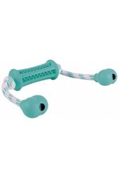 TRIXIE Denta Fun Bastone con la Corda, Gomma Naturale, 9 cm / 37 cm - Menta Sapore, Massaggiare Le Gengive!