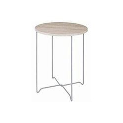 HAKU Möbel Bijzettafel aluminium, licht eiken, MDF, metaal - Maat: H 52 cm x Ø 40 cm, Stijl: Modern
