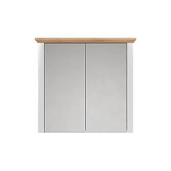 trendteam smart living - Armoire à Miroir - Salle de Bain - côté Ville - Dimensions d'assemblage (LxHxP) 78 x 73 x 24 cm - Couleur Gris Clair avec chêne Artisanal - 2118405F4
