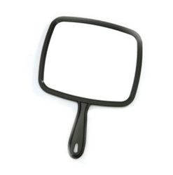 ASUER Specchio con manico grande nero, unico, standard