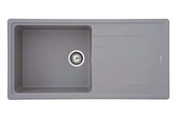 Respekta lavello da cucina Columbia in granito color grigio / Lavello da incasso con 1 vasca, dimensioni 100 x 50 cm / Lavello adatto per mobili sottolavello da 60 cm di larghezza