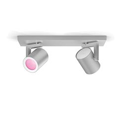 Philips Hue White and Color Ambiance Argenta Faretto Smart, 2 punti Luce, GU10, 5.7W, Alluminio