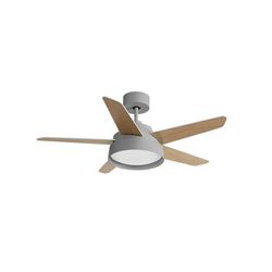 Eden pulse Grijze ventilator, 5 vleugels, wit/beuken, 25 W, 6 snelheden, 3 temperaturen, 40/55 x 132 x 132 cm